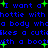 Blue pixelated text repeats 'I want a hottie with a body who likes a cutie with a boot' across two lines on a black background with green starbursts.