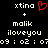 Pixelated text and symbols on black background with red heart icon above 'xtina' in white pixel font.