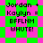 Green and pink pixelated background with black text reading "Jordan + Kaylyn = BFFLHM WHUTE!" in four identical quadrants.