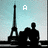 Silhouetted figures sit near the Eiffel Tower with pixelated text reading 'A', 'magical', and 'moment <3' across different frames.
