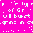 A static image with bright pink background and white pixelated text repeating phrases like 'I'm the type of Girl will burst' in a scattered, overlapping layout.
