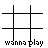 nine squares with X and O symbols, text labels below each frame showing game progress from 'wanna play' to 'u cant go left', and a final empty