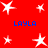 Red background with white star shapes and blue text reading "LAYLA" in four positions.