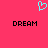 A static image with a bright pink background featuring two black 'DREAM' texts and a cyan pixelated heart symbol above them.