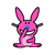 Pixelated pink rabbit with blue nose covers eyes, surrounded by 'you' and 'stink' text on white background.