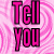 Pixelated image of a woman with brown hair and blue eyes, wearing a black top against a pink swirled background with text above.
