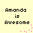 Pixelated text reads "Amanda is Awesome" on a pale yellow background with scattered pink dots.