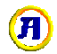 Blue stylized letter 'R' inside yellow circular border with orange inner glow, displayed in multiple orientations including front-facing and side views.