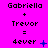 Pixelated text displays 'Gabriella + Trevor = 4ever' on a bright pink background with blue symbols changing