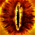 A 50x50 pixel animated buddy icon featuring a fiery eye-like shape on the left and green text reading "Original Icons .com" on the right, displayed as a contact sheet with two frames.