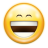 Pixelated yellow circular emoji with closed eyes and a wide open mouth showing teeth and tongue.