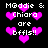 Pixelated text and pink hearts on black background, repeated in a pattern with slight variations in heart placement and text alignment