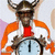 A pixelated figure wearing a Viking helmet and orange-and-white jacket holds a large clock, with text reading "Rock out with your clock out!" on the right.