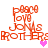 Red pixelated text reading 'Papa Love Jon's BROTHERS' with a pink heart symbol, displayed in four identical on white background