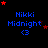 Blue text 'Nikki Midnight' with a blue heart symbol below, surrounded by red and brown stars on black background.