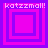 Four identical pixelated squares with layered purple and pink borders, each containing 'katzemail!' text at the top.