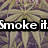 A static image with pixelated cannabis leaves as background and three text phrases in bold white font with black outlines.