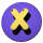 Nine circular purple icons with yellow X-shaped symbols and black accents arranged in a