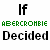 Pixelated text and a static deer icon on green background with 'Abercrombie' in green, 'DEAD' in red, and other black text.