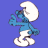 A 48x48 pixel animated buddy icon featuring a Smurf character on the left and green text on the right, displayed as a contact sheet with two frames.