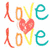 A static image with six showing text and graphics including 'love' in multicolor letters, a heart symbol, 'is', 'what', 'U', and 'call it'