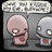 Two pixelated figures with rounded heads stand side-by-side against a gray background, one pinkish and the other light gray.