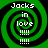 Four identical green and black spiral-patterned icons with white text reading 'Jacks in love !!!!' arranged in a