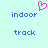 Pixelated icon with light cyan background, blue text reading 'indoor' and 'track', and a pink heart symbol above 'indoor'.
