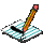 A pencil draws a black line on striped paper, with the pencil moving across frames from top-left to bottom-right.