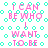 Pixelated text repeats 'I CAN BE WHO I WANT TO BE' in pink over a teal circle pattern on white background.