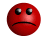 Red spherical icon with multiple facial expressions showing tears, mustache-like shapes, and mouth variations