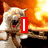 A pixelated cat-like creature with glowing eyes and a fiery background displays sequential text: I, WILL, SCRATCH, YOUR, FACE, OFF!!