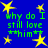 Blue background with yellow stars and green text reading 'why do I still love **him**' repeated four times.