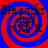 Four identical display red and blue spiral backgrounds with black text reading "life sucks deal with it" and a small pixelated figure