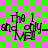 Green and pink checkered background with black text reading 'the 1 and only MEL' in a pixelated font, displayed across four identical