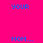 Pixelated blue text on bright pink background with gray rectangle, reading 'YOUR WAS MOM... IN BED...' in blocky font.