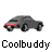 A contact sheet of 10 animated frames showing a gray car icon with red taillights in various poses and angles, each labeled "Coolbuddy" below it.