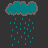 Six teal clouds with gray outlines rain cyan droplets against a dark gray background, arranged in two of three