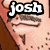 A pixelated anime-style face with a mustache and goatee, displaying the name 'josh' in bold white text on black outlines across different facial angles.