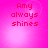 Four identical pink display "Amy always shines" text with subtle light effects, arranged in a on a bright pink background