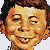 pixelated cartoon faces with brown hair, smiling expressions, and red mouth accents, with a yellow 'MAD' logo in the bottom-right corner