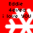 Red background with white snowflake icon and black text reading "Eddie 4ever i love YOU" in four repeated