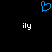 Blue pixelated heart symbol above two white 'ily' text elements on black background.