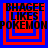 Four identical display 'BHAGEE LIKES POKEMON' text over red and blue concentric squares on a blue background