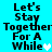 Pixelated text on cyan background reads 'Let's Stay Together For A While' with a white heart symbol replacing the letter 'i' in 'While'.