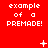 Red background with white pixelated text "example of a PREMADE!" repeated across three , featuring animated plus signs and dots in the middle