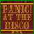 Static pixelated icon with bold text reading "PANIC AT THE DISCO" in a retro style, framed by horizontal stripes and bordered by green edges on all sides.