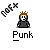 Pixel art icon of a character with brown spiky hair, black clothing, and white hands on gray background; text "Punk" below.