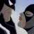 A 50x50 pixel animated buddy icon featuring two DC Comics characters in a kissing pose on the left and green text reading "Original Icons .com" on the right, displayed as a contact sheet with two frames.
