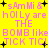 Yellow background with pink pixelated text reading "sAmMi & hOlLy are THE BOMB like TICK TIC!" and black plus signs scattered throughout.